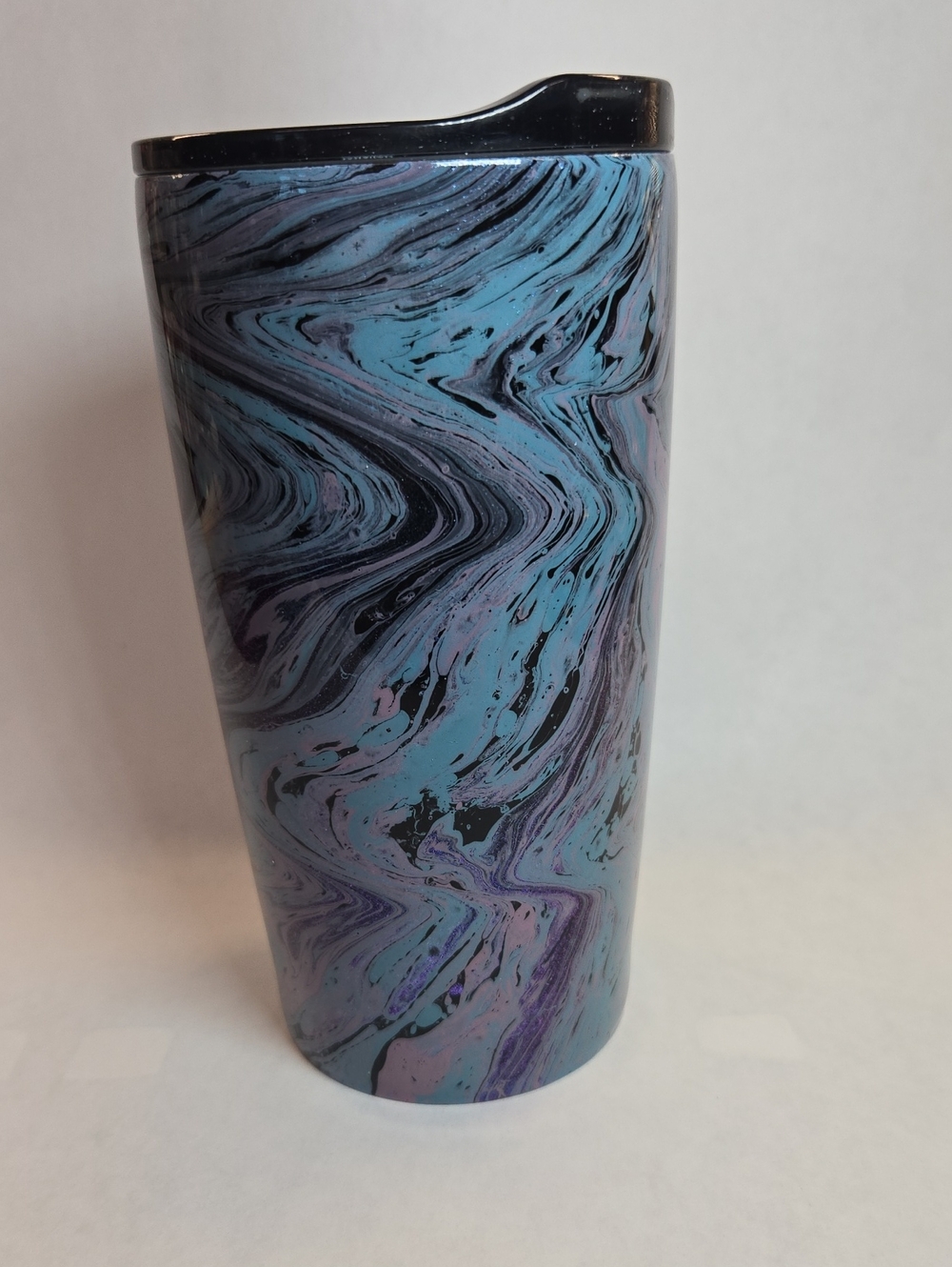 Marble-Pattern Travel Tumbler in Blue & Purple